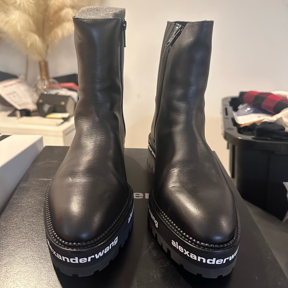 Alexander Wang Women’s Sanford Ankle Logo Print Boots - Picture 2 of 5
